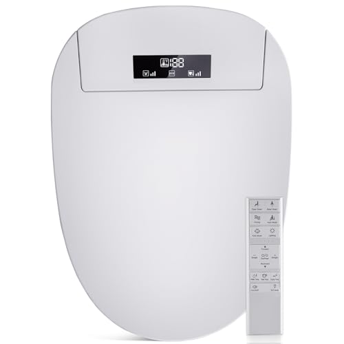 Bidet Toilet Seat with Adjustable Heated Seat & Water, Air Dryer, Quiet Close Lid, Wireless Remote - Electric Bidet Seat 201SP (Elongated)