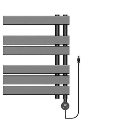 P&Dlusir M205 Electric Towel Warmer, Black, H19.69 x W19.69 | Heated Towel Rack, No Preheat, Fast Dry, Precise Timer, Plug-in/Hardwired - color: Black, size: 24.4"H x 19.69"L