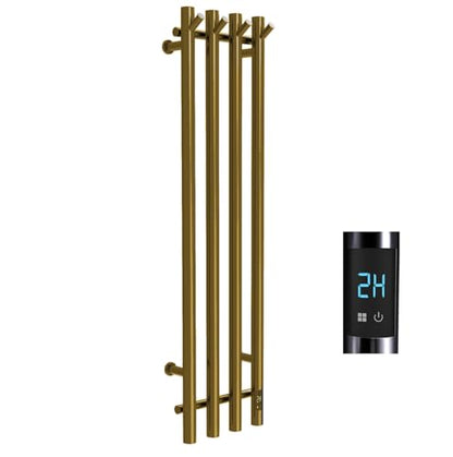 Heated Towel Rack, Towel Warmer with Timer, Wall Mounted hot Towel Warmer Rack for Bathroom, Hardwired or Plug-in Models Vertical Towel Heater (Gold) - color: Gold