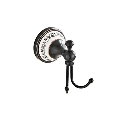 Black Bronze Brass Bath Towel Hooks Wall Mounted Bathroom Clothes Hook, Antique Brass Horn Shape Curved Towel Hooks - color: Black, size: Clothes Hook