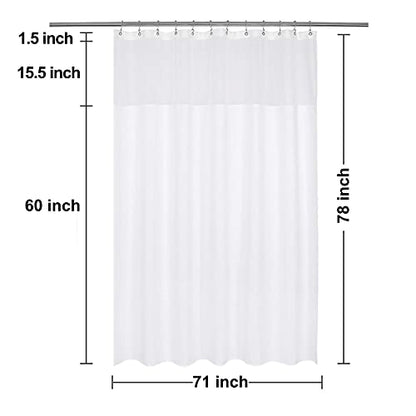 N&Y HOME Long Waffle Weave Shower Curtain with Snap-in Liner 71x78, White | 12 Hooks & Snap on Fabric Liner, Washable, Mesh Window, Hotel Style, 78 inches Length Shower Curtain Set for Bathroom - color: White, size: 71"W x 78"L (Pack of 1)