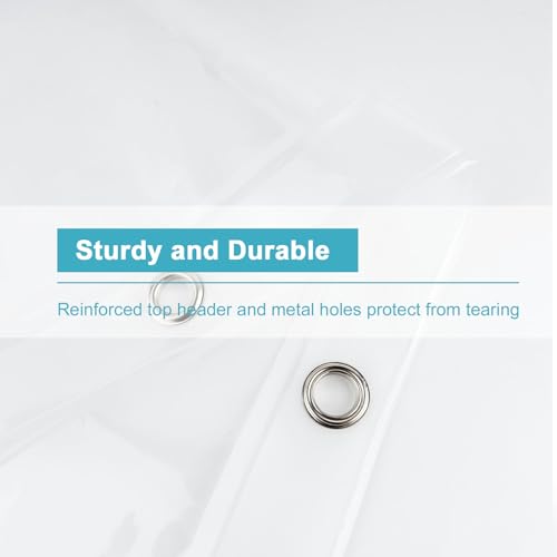 EurCross 96 inch Extra Wide Clear Shower Curtain Liner,Waterproof Heavy Duty PEVA Transparent Shower Liner 96x72 inch with 5 Magnets and 16 Plastic Hooks - color: Clear, size: 96"W x 72"L (Pack of 1)