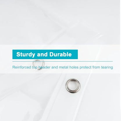 EurCross 96 inch Extra Wide Clear Shower Curtain Liner,Waterproof Heavy Duty PEVA Transparent Shower Liner 96x72 inch with 5 Magnets and 16 Plastic Hooks - color: Clear, size: 96"W x 72"L (Pack of 1)