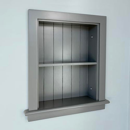 14x18 Aiden Recessed Wall Niche Medicine Cabinet Replacement, in The Wall Bathroom Cabinet Insert Shelf/Shelves, Made in North America, Real Wood, NO MDF, Beadboard, Dark Gray - color: Dark Gray, size: 14x18