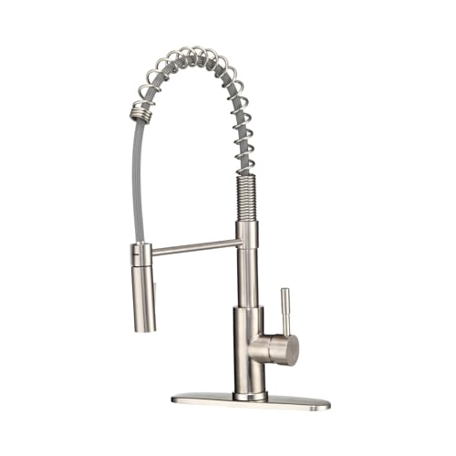 Dura Faucet DF-MK504SLK-SN RV Pull-Down Kitchen Faucet (Satin Nickel) | High-arc spring pull-down kitchen faucet for RV and camper galleys. Brushed Satin Nickel finish. - color: Brushed Satin Nickel