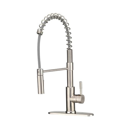 Dura Faucet DF-MK504SLK-SN RV Pull-Down Kitchen Faucet (Satin Nickel) | High-arc spring pull-down kitchen faucet for RV and camper galleys. Brushed Satin Nickel finish. - color: Brushed Satin Nickel