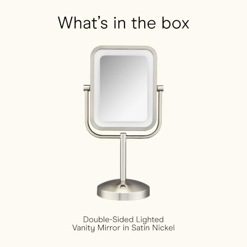 Conair Lighted Makeup Mirror, LED Vanity Mirror, 1X/8X Magnifying Mirror, Battery Operated in Brushed Nickel - style: Brushed Nickel 1X/8X Magnification