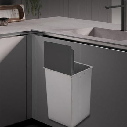 Commerical Square Built-in Cabinet Trash Can Lid, Stainless Steel Embedded Push Cover, Kitchen Countertop Garbage Can with Cover, Side Mount Trash Chute Lid,Style C - size: Style C