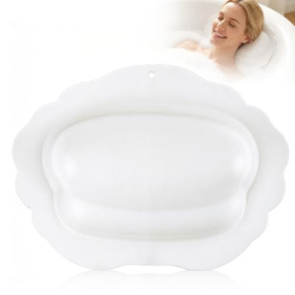 Bath Pillow for Tub, Inflatable Silicone Bathtub Pillow for Head & Neck Support, Adjustable 0-2.3" Height, 7 Strong Suction Cups, Waterproof, Quick-Drying, Luxury Spa Gifts (White)