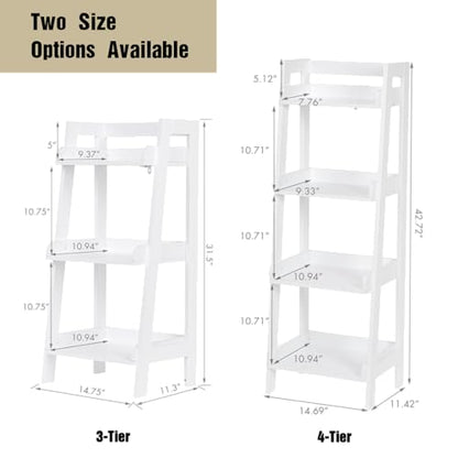 UTEX 3-Tier Ladder Shelf and Bathroom Wall Shelf, White