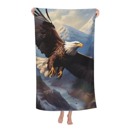 Bald Eagle Beach Towel Quick Dry Microfiber Eagle American Towel Lightweight Large Swimming Towel for Travel Pool Camping Absorbent Soft Beach Towel Gifts for Adults Kids Girls Boys 52x32 Inches - color: Beach Towel98