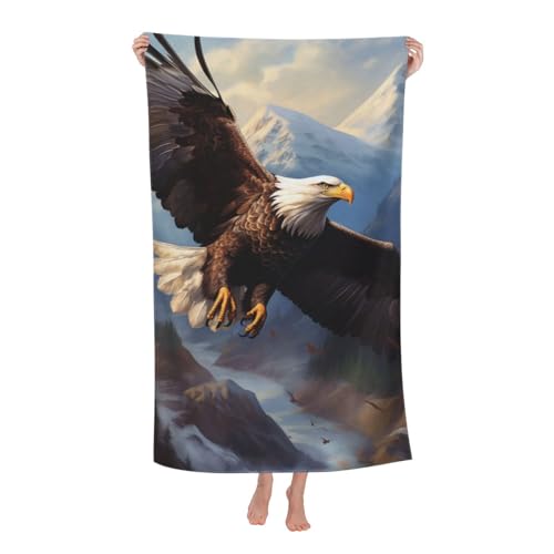 Bald Eagle Beach Towel Quick Dry Microfiber Eagle American Towel Lightweight Large Swimming Towel for Travel Pool Camping Absorbent Soft Beach Towel Gifts for Adults Kids Girls Boys 52x32 Inches - color: Beach Towel98