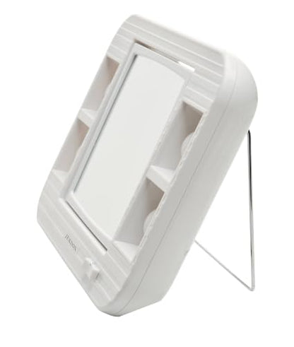 JERDON Lighted Makeup Mirror with 5X Magnification - White - J1015 | Two-Sided 6" x 6" Square Frame, Glare-Free Lighting