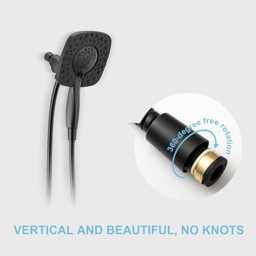 OFFO Shower Hose, 48 in Kink Free Stainless Steel Shower Hose Attachment Electroplating Handheld Shower Head Hose Flex Hoses Extension with Brass Insert & Nut for Pet Bathing Cleaning, Matte Black - color: Matte Black, size: 48 in