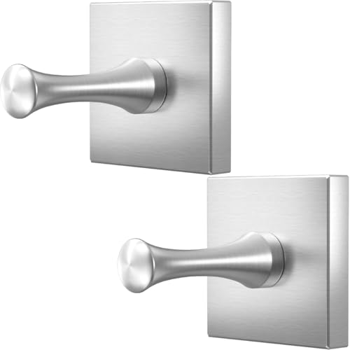 DGYB Towel Hooks for Bathrooms Set of 2 Brushed Nickel Shower Hooks for Inside Shower Stainless Steel Heavy Duty Wall Hooks for Hanging for Kitchen Bedroom Office Pool Coats - color: Brush - 2 Pcs