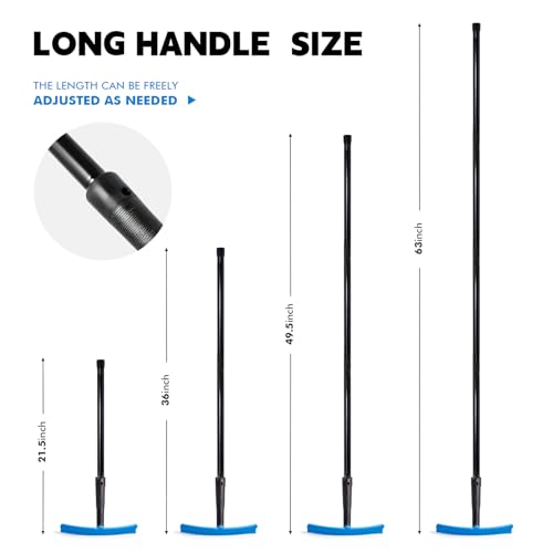 FOSHIO TPU Squeegee 10-Inch Blade with 4 Extension Poles (Extends up to 63 Inches), Anti-Slip Grip Handle Rubber Squeegee Streak-Free Cleaning for Car Windows, Shower Doors, Mirrors, Glass