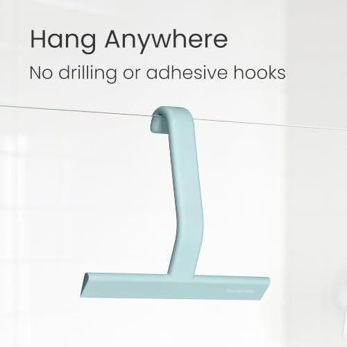JustHang Shower Squeegee with Built-in Hook, 10-Inch Slate Blue | Award-Winning Design, All-One-Piece Soft-Touch Silicone, for Glass Door, Bathroom, Window, Mirror, Tile Wall, Car - color: Slate Blue