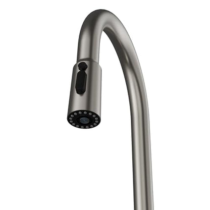 Karran Elmsworth Spot-Free Stainless Steel Commercial Style Pull-Down Kitchen Faucet with Dual Interchangeable Spray Heads, 5-Function Revolve MAX & 3-Function Revolve Mini Aerator, High-Arc Spout - color: Spot Free Stainless Steel