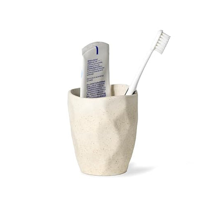Handmade Undulating Beige Ceramic Toothbrush Holder, Earthy Text | Organic Wave Shape, Speckled Pottery Feel, Matte Textured Surface, Minimal Natural Decor, Bathroom Vanity And Desk Organizer