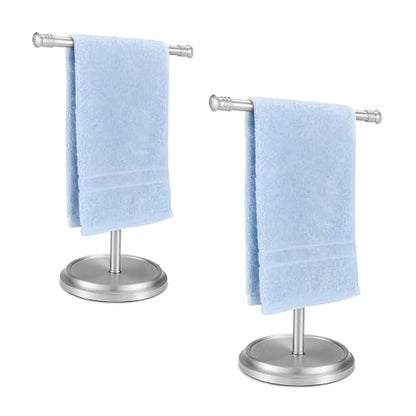 Hand Towel Holder Stand, Stainless Steel Free Standing Towel Rack Stand, Rust-Proof Towel Bar for Bathroom Kitchen Countertop, Brushed Nickel, 2 Pack - color: Silver
