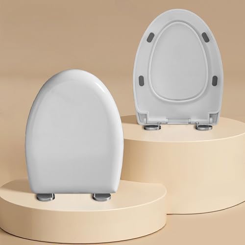 Elongated Toilet Seat, Easy Clean Hinges Release for Deep Cleans, Durable PP, Universal Fit, White