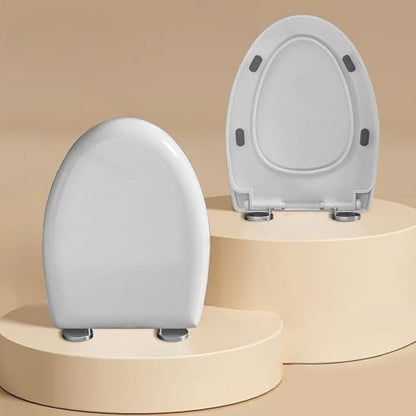 Elongated Toilet Seat, Easy Clean Hinges Release for Deep Cleans, Durable PP, Universal Fit, White