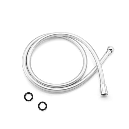 59 Inches Silver PVC Shower Head Hose Replacement For Cleaning | High Pressure Shower Hose Extra Long,Flexible Shower Bidet Hoses with Brass Insert and Nut,5ft Rv Showerhead Hose Replacement - color: Silver, size: 59 In