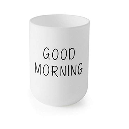 Tumbler Cup Good Morning Cup Toothbrush Holder Toothbrush Cup for Holding Normal Toothbrushes 330ml Lightweight Nice for Home and Travel (White) - color: White