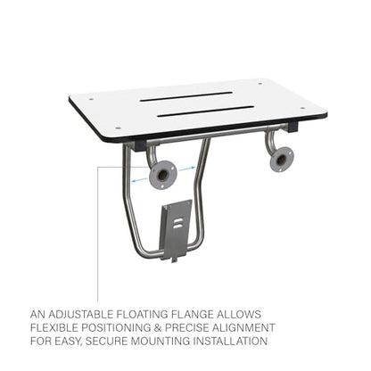 Seachrome Lift-Assist Shower Seat, Yoke-Style Bench, Wall Mount, 22" x 15", Solid White Phenolic - color: White, size: 22 inch