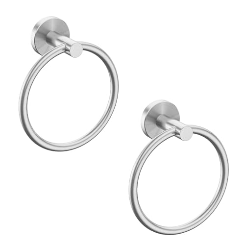 2 Pack Brushed Nickel Towel Ring | Hand Towel Holder for Bathroom Wall Mounted, Durable 304 Stainless Steel, Modern Style - color: Brushed Nickel