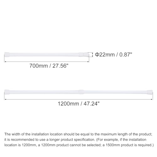 uxcell Tension Curtain Rod, Adjustable 28 to 47 inches, 0.75" Dia White Spring Tension Rod No Drilling Expandable Tension Rod for Doorway, Kitchen - size: 28-47 inch