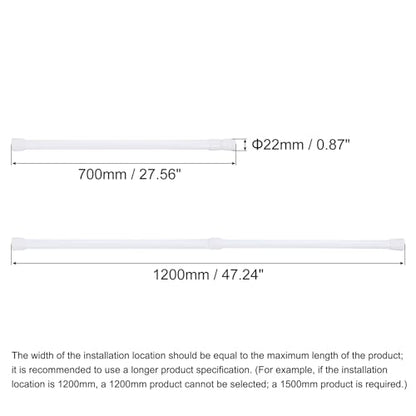 uxcell Tension Curtain Rod, Adjustable 28 to 47 inches, 0.75" Dia White Spring Tension Rod No Drilling Expandable Tension Rod for Doorway, Kitchen - size: 28-47 inch