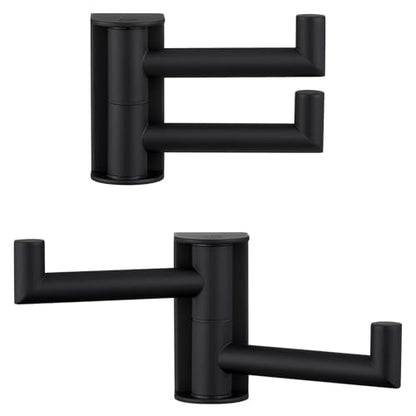 Angle Simple Swivel Towel Hook, 2 Pack Bathroom Robe Coat Hook, Matte Black | Solid SUS304 Stainless Steel Hand Towel Holder, Space Saver for Shower Entryway Closet, 2 Foldable Arms, Screws Wall Mount - color: Matte Black, size: 2 Pack