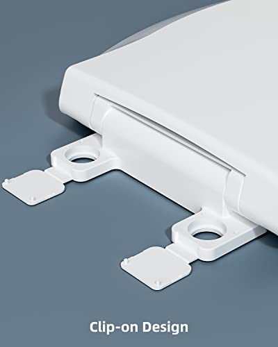 Hibbent Elongated Toilet Seat with Oval Cover, Soft Close Toilet Seat, Easy to Install,Never Loosen Hinge to Prevent Shifting, Non-slip Seat Bumpers and Easily Cleaning(White) - style: Standard Elongated 18.5"