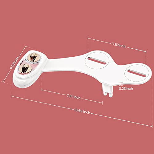 YASFEL Bidet Attachment for Toilet - Self-Cleaning Bidet with Pressure Controls, Non-Electric Cold with Dual Nozzles for Frontal/Rear Wash (Rose Gold) - color: Rose Gold