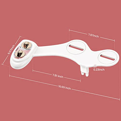 YASFEL Bidet Attachment for Toilet - Self-Cleaning Bidet with Pressure Controls, Non-Electric Cold with Dual Nozzles for Frontal/Rear Wash (Rose Gold) - color: Rose Gold