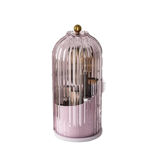 GAXmi Makeup Brush Holder with Lid Rotating Cosmetic Organizer, Pink-Purple | 360 Rotation, Waterproof, Dustproof, Moistureproof - color: Pink-Purple