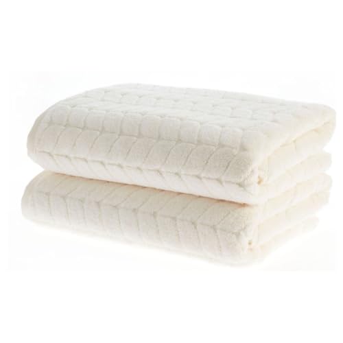 BAGNO MILANO Turkish Cotton Bath Towels, Hand Towels - Soft Plush Jacquard Collection - Highly Absorbent Towel Set (Cream, 2 pcs Bath Towel Set) - color: Cream, size: 2 pcs Bath Towel Set