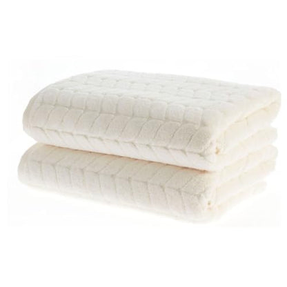 BAGNO MILANO Turkish Cotton Bath Towels, Hand Towels - Soft Plush Jacquard Collection - Highly Absorbent Towel Set (Cream, 2 pcs Bath Towel Set) - color: Cream, size: 2 pcs Bath Towel Set