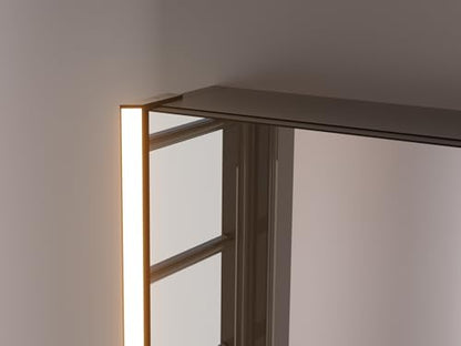 30 x 23-1/4 Inch LED Medicine Cabinet Lighted Bathroom Mirror, Defogger, Stepless Dimmable, 3000K/5500K Color Temperature Wall Mounted, Adjustable Shelf, Black