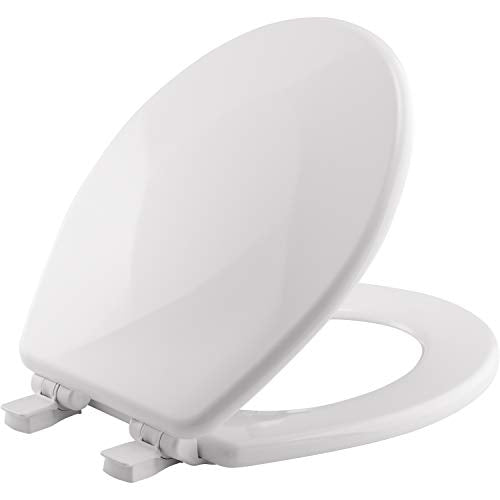 Mayfair Sculptured Teardrop Slow Close Toilet Seat, Easy Clean Hinges with Durable Wood Seat, Made in USA, Round, White - size: Round, style: Teardrop