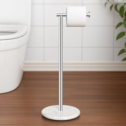 KES Toilet Paper Holder Stand with Modern Natural Marble Base | Freestanding Toilet Paper Tissue Roll Holder, SUS304 Stainless Steel Polished Finish, BPH284S1 - color: Polished Finish, size: 20.6"H