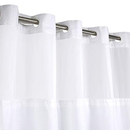 RiverDream Heavyweight Waffle No Hook Shower Curtain with Liner,White,71x86 | Dotted Waffle,Snap-in Liner,Heavy Duty,Quick Dry,Mesh Top Window,With Bottom Magnets,Hotel-Grade,Washable,Extra Long Size - color: White, size: 71"W x 86"L (Pack of 1)