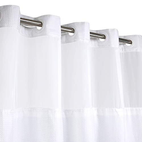RiverDream Heavyweight Waffle No Hook Shower Curtain with Liner,White,36x74 | Dotted Waffle,Snap-in Liner,Heavy Duty,Quick Dry,Mesh Top Window,With Bottom Magnets,Hotel-Grade,Washable,Small Stall Size - color: White, size: 36"W x 74"L (Pack of 1)