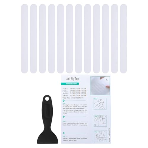 PATIKIL Bathtub Non Slip Stickers 7.87x0.79 Inch, 12 Pack Safety Shower Floor Anti Slip Stickers with Adhesive Decals Scraper for Bath Tub Shower Floor Stair, White - color: White, size: 20x2 cm/7.87x0.79"