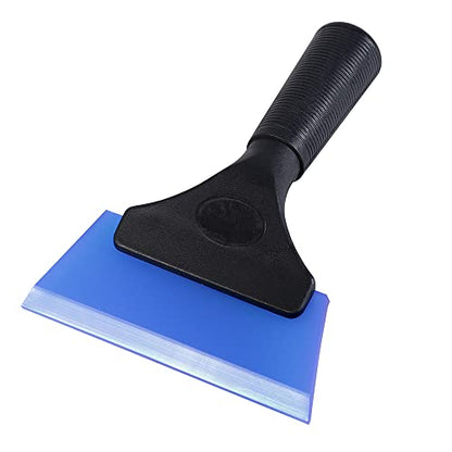 FOSHIO Small Squeegee with 5 Inch Dark Blue Rubber Blade Mini Wiper Window Tinting Tools for Mirror Glass Window Cleaner with Non-Slip Handle - color: Pure Blue