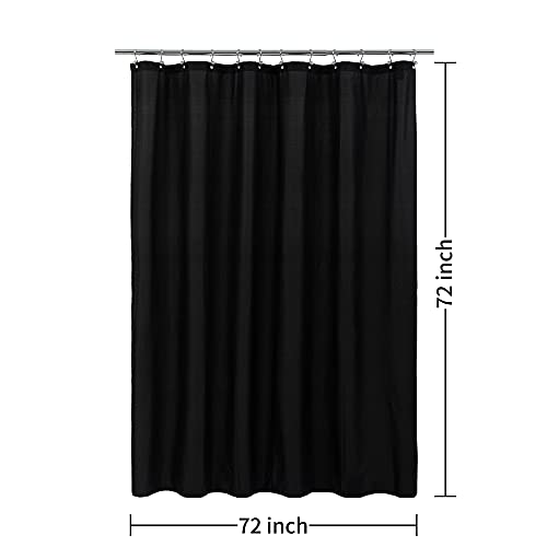 ALYVIA SPRING Waterproof Fabric Shower Curtain Soft Hotel Quality - 3 Magnets at Bottom, Premium Black Shower Curtain Liner for Bathroom, Light-Weight Cloth & Washable - 72x72, Black - color: Black, size: 72"W x 72"L (Pack of 1)