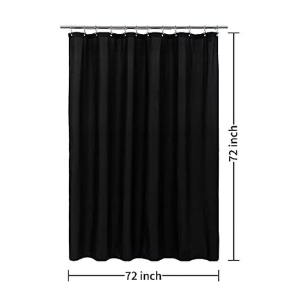 ALYVIA SPRING Waterproof Fabric Shower Curtain Soft Hotel Quality - 3 Magnets at Bottom, Premium Black Shower Curtain Liner for Bathroom, Light-Weight Cloth & Washable - 72x72, Black - color: Black, size: 72"W x 72"L (Pack of 1)