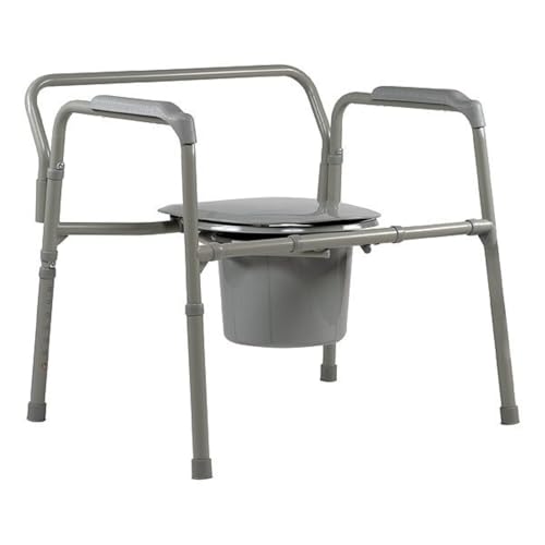 Dynarex Bariatric Folding Bedside Commode, 3 in 1 Portable Toilet Chair, Raised Toilet Seat and Toilet Safety Rail, 1 Commode - size: Bariatric