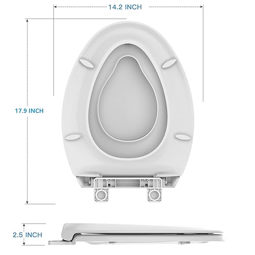 Toilet Seat, Elongated Toilet Seat with Toddler Seat Built in, Potty Training Toilet Seat Elongated Fits Both Adult and Child, with Slow Close and Magnets- Elongated - color: White, size: Elongated, style: With Toddler Seat
